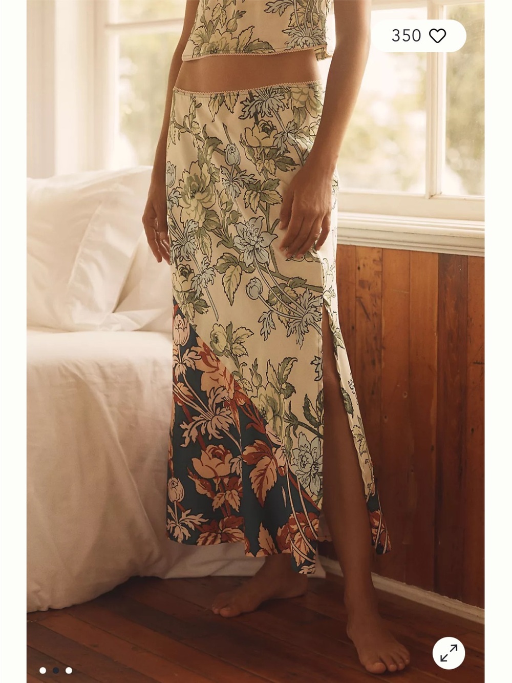 NWT Anthropologie LyreBird Silky Side-Slit Slip Skirt Size Small